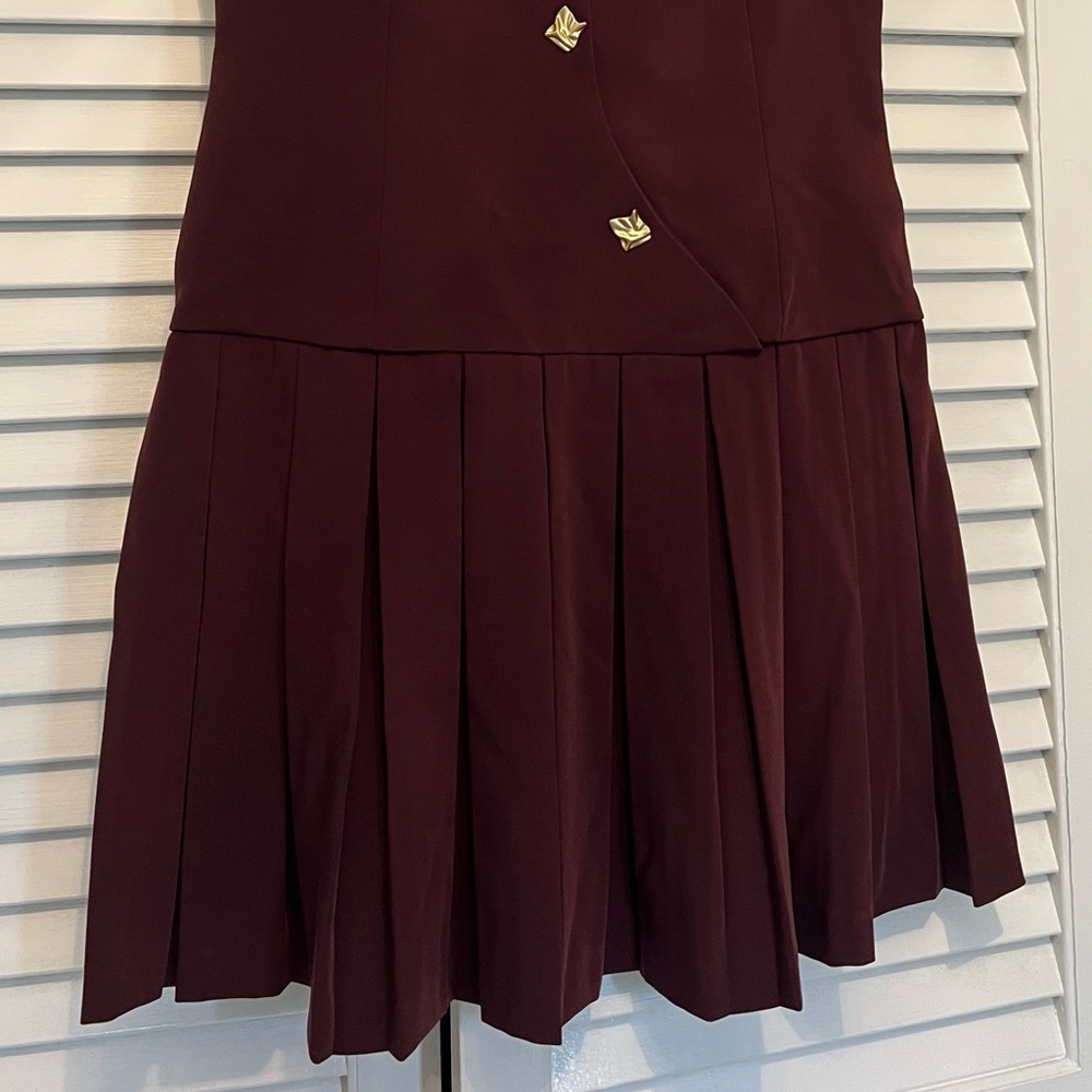 Pleated Mini Dress in Burgundy - Picture 7 of 7
